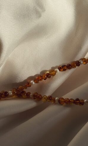 שרשרת ענברים ופנינים אמיתיות